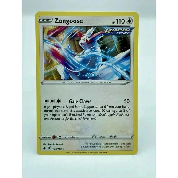 Zangoose 120/198 Rapid Strike Chilling Reign Non-Holo‎ Pokémon TCG Mint Unplayed - Picture 1 of 6